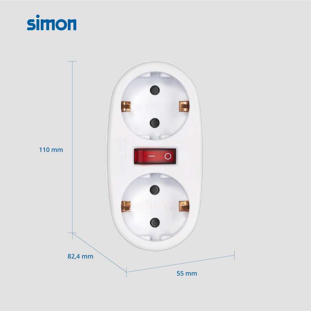 ADAPTADOR 2 TOMAS FRONTAL INTERRUPTOR