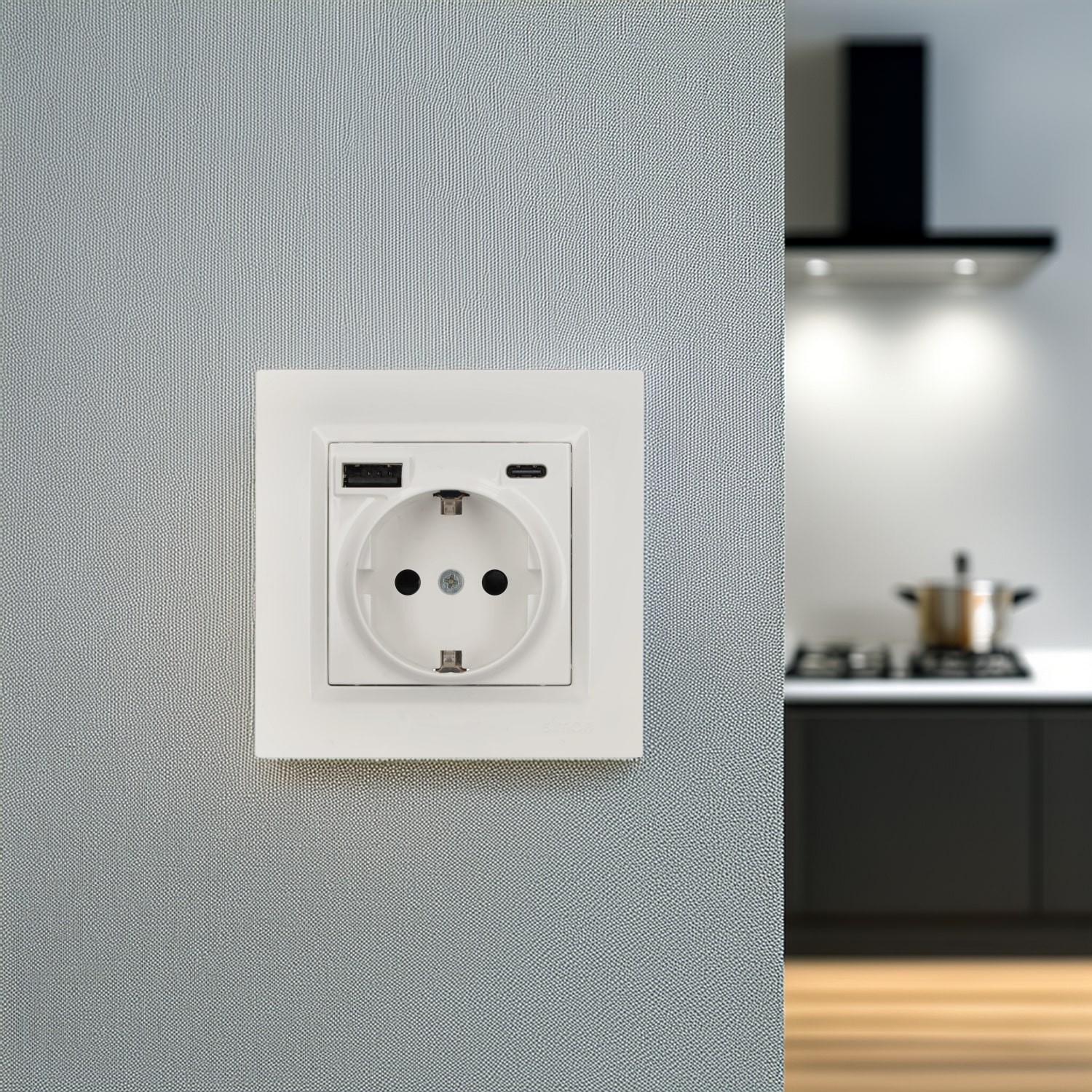 ENCHUFE SCHUKO CON USB A+C BLANCO SIMON 10