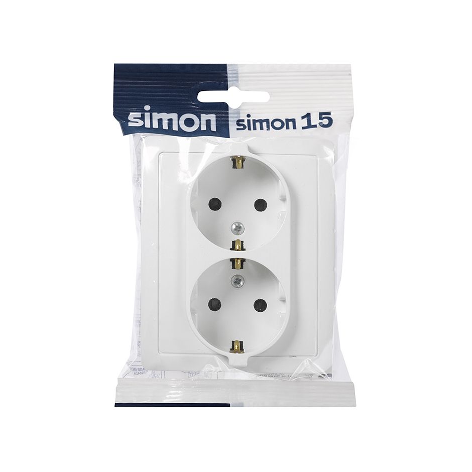 Base Enchufe 2p+Tt Doble Aluminio Simon 15 — Ferretería Luma