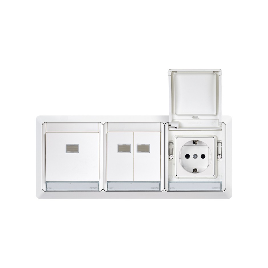 Marco para cajas de empotrar de 3 elementos horizontal blanco Simon Aqua