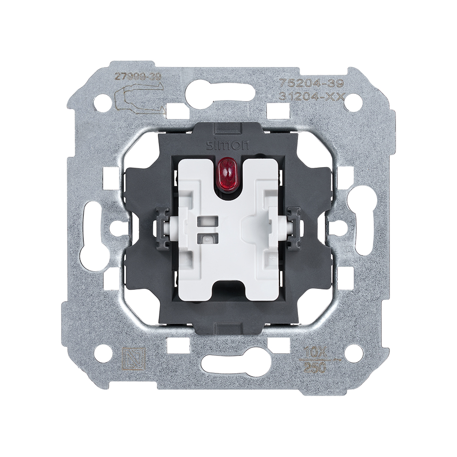 Conmutador 10 AX 250V~ con luminoso incorporado y sistema de embornamiento rápido