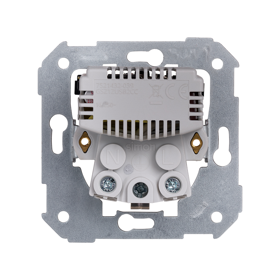 Base schuko con cargador USB C+C Simon 75