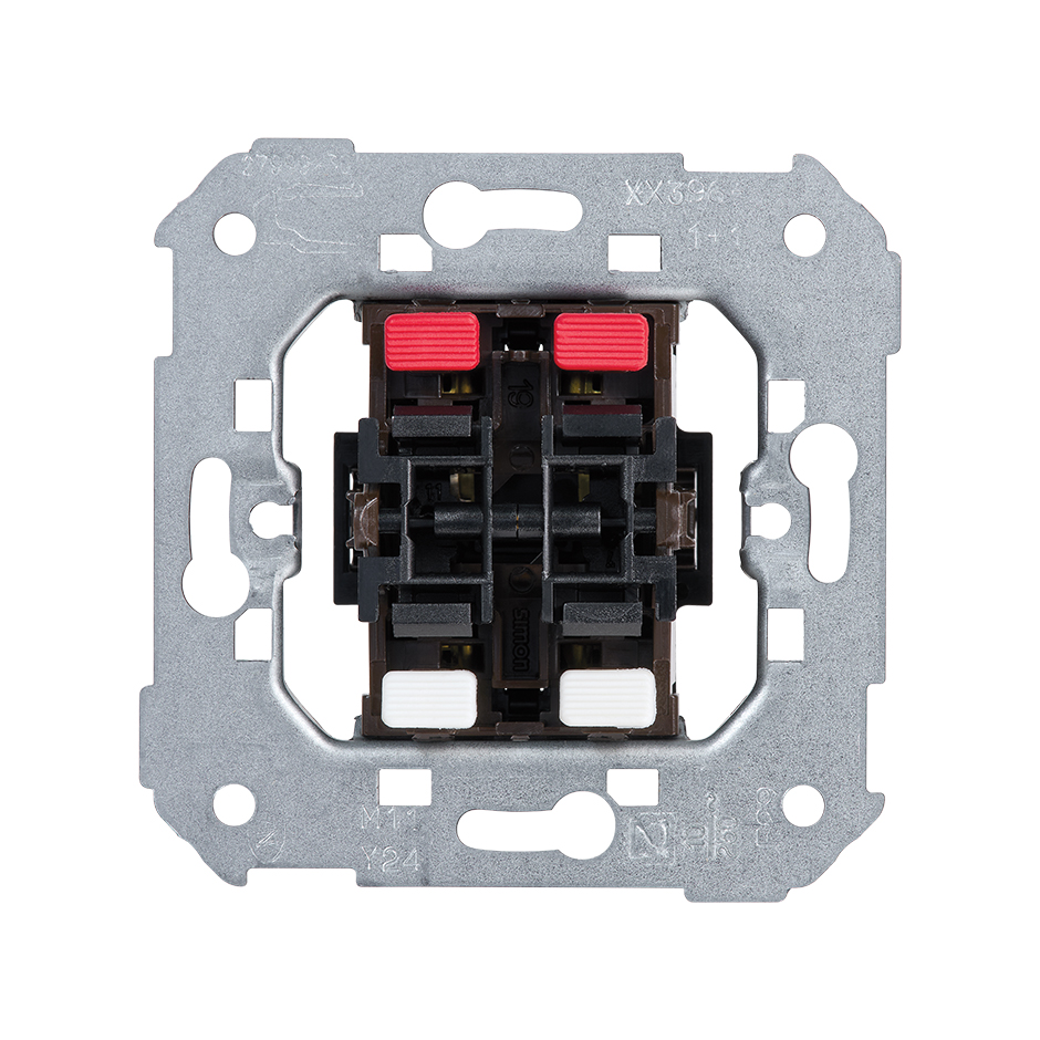 Grupo de 2 pulsadores 10 A 250V~ (2 entradas+2 salidas), apto mec.persianas sin sistema de enclavamiento con emb.rápido