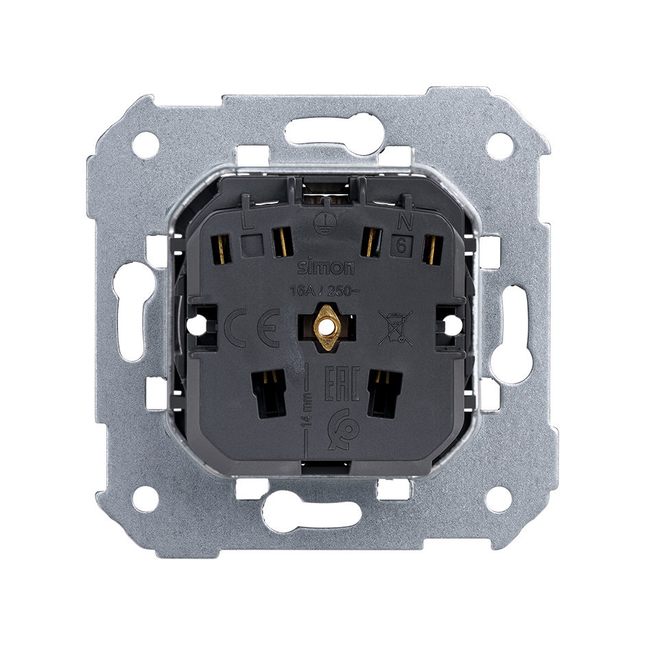 Base de enchufe schuko 16 A 250V~ con sistema de embornamiento a tornillo