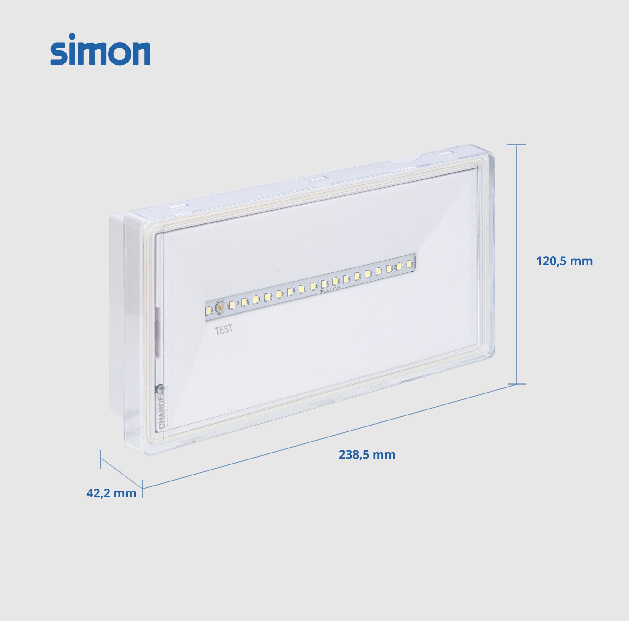 LUMINARIA DE EMERGENCIA LED 280 LÚMENES A BATERÍA IP65 SIMON