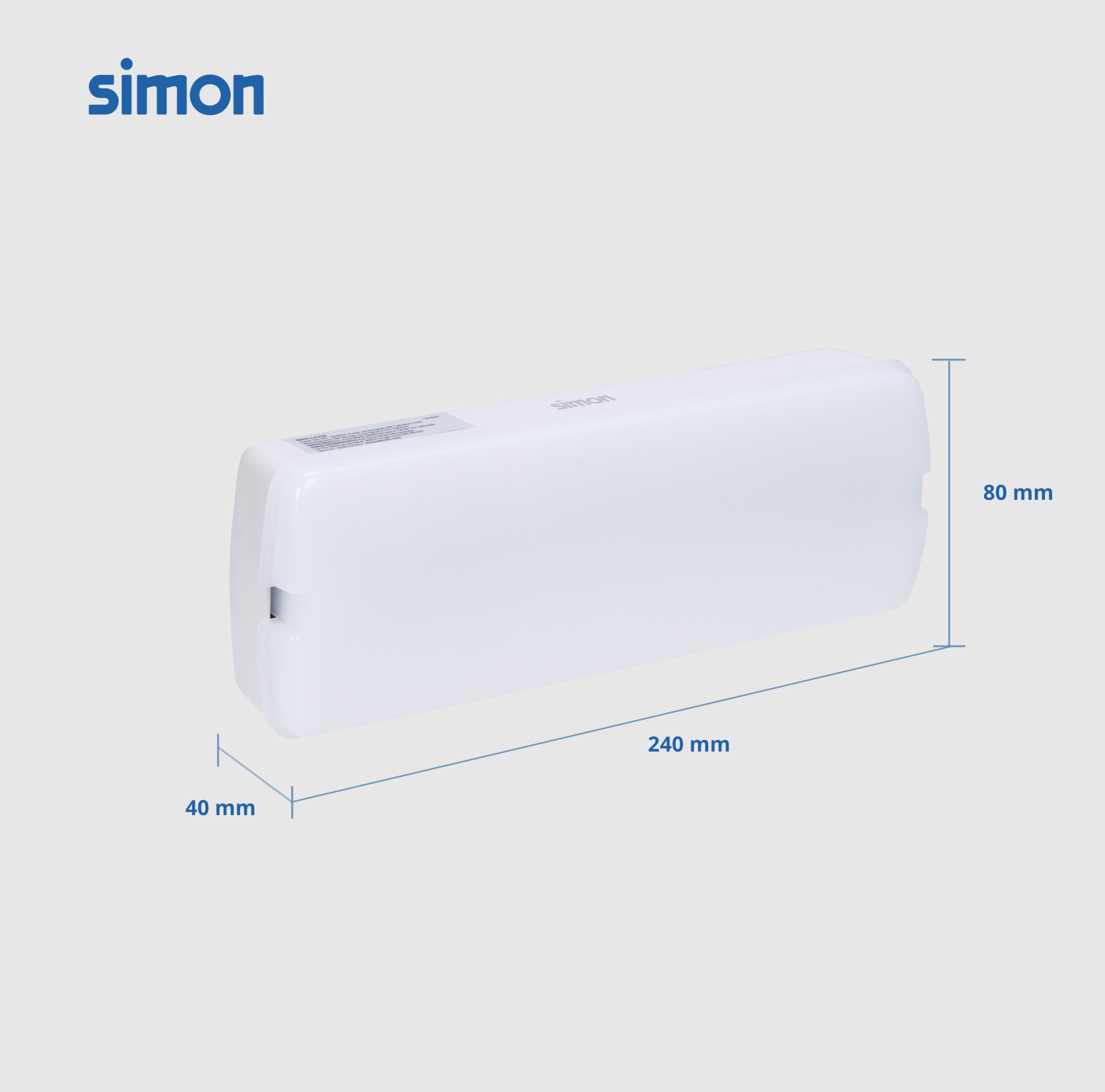 LUMINARIA DE EMERGENCIA LED 200 LÚMENES A BATERÍA IP20 SIMON