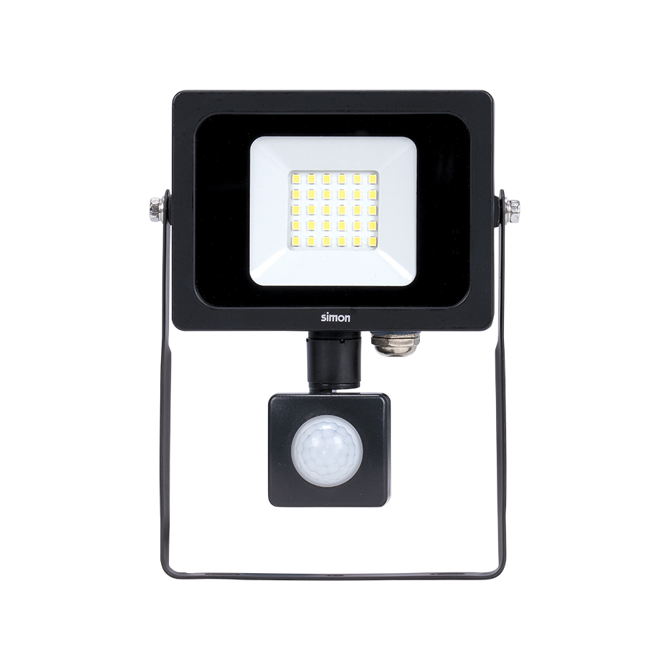 PROYECTOR LED CON SENSOR 10W 900 LÚMENES LUZ FRÍA IP44 (CAJA) Simon