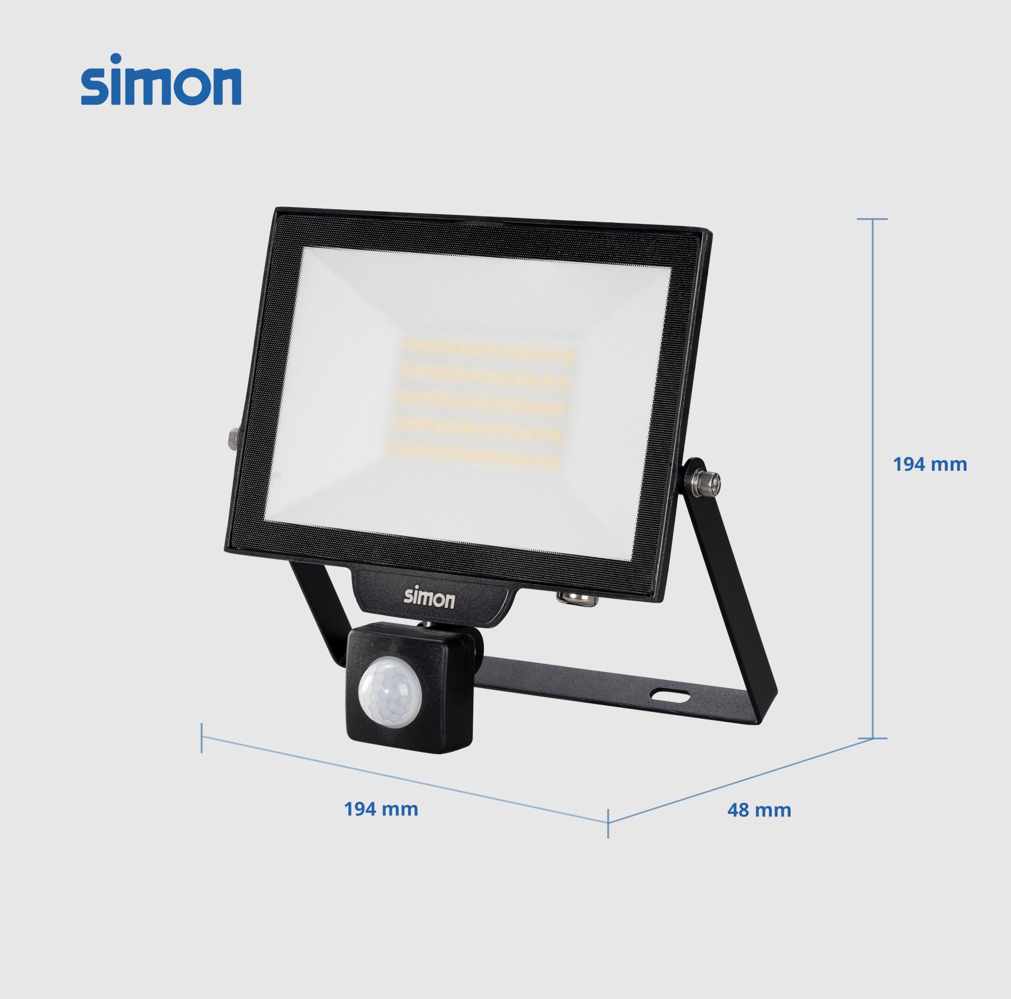 PROYECTOR LED PIR 50W 5000 LÚMENES LUZ NEUTRA 4000K IP44 Simon