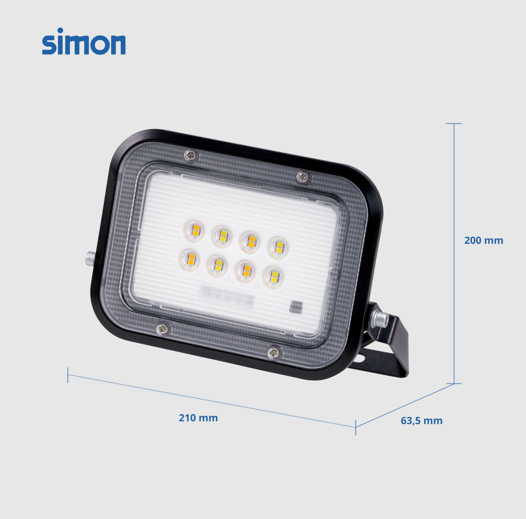 PROYECTOR LED SOLAR CCT 30W 500  LÚMENES LUZ NEUTRA 3000-4000-6000K IP65 Simon