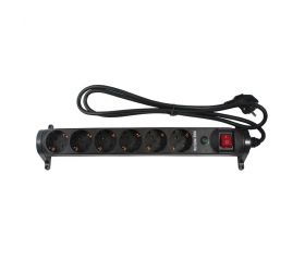 BASE MÚLTIPLE GIRATORIA 6 TOMAS 16A 250V~ NEGRA CON INDICADOR DE PROTECCIÓN Y 1,5M CABLE H05VV-F 3G1,5MM² SIMON BRICO