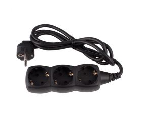 BASE MÚLTIPLE 3 TOMAS 16A 250V~ NEGRA CON 1,5 METROS DE CABLE H05VV-F 3G1MM² Simon Brico