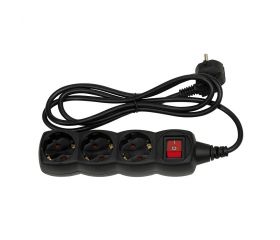 BASE MÚLTIPLE 3 TOMAS 16A 250V~ NEGRA CON INTERRUPTOR Y 1,5 METROS DE CABLE H05VV-F 3G1MM² SIMON BRICO