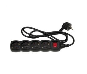 BASE MÚLTIPLE 4 TOMAS 16A 250V~ NEGRA CON INTERRUPTOR Y 1,5 METROS DE CABLE H05VV-F 3G1MM² SIMON BRICO