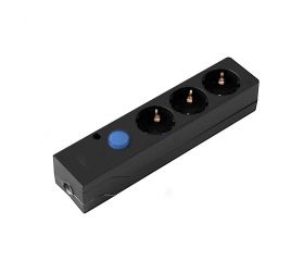 Base Múltiple Multifix 3 Tomas Negra con Interruptor de Pie Simon