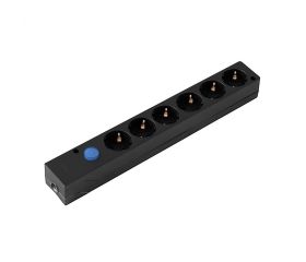 Base Múltiple Multifix 6 Tomas Negra con Interruptor de Pie Simon