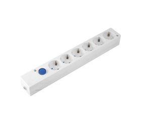 Base Múltiple Multifix 6 Tomas Blanca con Interruptor de Pie Simon