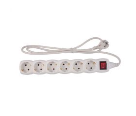BASE MÚLTIPLE 6 TOMAS 16A 250V~ BLANCA CON INTERRUPTOR Y 1,5 METROS DE CABLE H05VV-F 3G1MM² SIMON BRICO