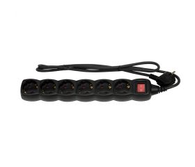 BASE MÚLTIPLE 6 TOMAS 16A 250V~ NEGRA CON INTERRUPTOR Y 1,5 METROS DE CABLE H05VV-F 3G1MM² SIMON BRICO