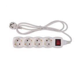 BASE MÚLTIPLE 4 TOMAS 16A 250V~ BLANCA CON INTERRUPTOR Y 1,5 METROS DE CABLE H05VV-F 3G1MM² SIMON BRICO