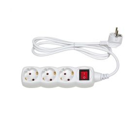 BASE MÚLTIPLE 3 TOMAS 16A 250V~ BLANCA CON INTERRUPTOR Y 1,5 METROS DE CABLE H05VV-F 3G1MM² SIMON BRICO