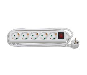 BASE MÚLTIPLE 5 TOMAS 16A 250V~ BLANCA CON INTERRUPTOR Y 2 METROS DE CABLE H05VV-F 3G1,5MM² Simon Brico
