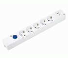 BASE MULTIFIX CON 5 TOMAS SCHUKO + 2 USB (A+C) QC