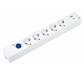 BASE MULTIFIX CON 5 TOMAS SCHUKO + 2 USB (A+C) QC