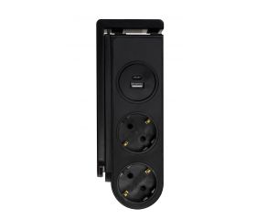 BASE MÚLTIPLE CON CLIP PARA FIJACIÓN PARA MESA 2 TOMAS 16A + 2 USB (A+C) CABLE1,5M 3G1,5 SIMON