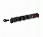 BASE MÚLTIPLE ROTATIVA CON FIJACIÓN PARA MESA 4 TOMAS 16A 250V + 3 USB CON CABLE 1,5M 3G1,5 EN ALUMINIO SIMON