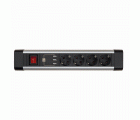 BASE MÚLTIPLE ROTATIVA CON FIJACIÓN PARA MESA 4 TOMAS 16A 250V + 3 USB CON CABLE 1,5M 3G1,5 EN ALUMINIO SIMON