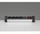 BASE MÚLTIPLE CON FIJACIÓN PARA MESA 4 TOMAS 16A 250V + 3 USB CON CABLE 1,5M 3G1,5 EN ALUMINIO SIMON