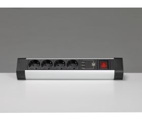 BASE MÚLTIPLE CON FIJACIÓN PARA MESA 4 TOMAS 16A 250V + 3 USB CON CABLE 1,5M 3G1,5 EN ALUMINIO SIMON