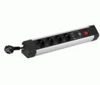BASE MÚLTIPLE CON FIJACIÓN PARA MESA 4 TOMAS 16A 250V + 3 USB CON CABLE 1,5M 3G1,5 EN ALUMINIO SIMON