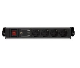 BASE MÚLTIPLE CON FIJACIÓN PARA MESA 4 TOMAS 16A 250V + 3 USB CON CABLE 1,5M 3G1,5 EN ALUMINIO SIMON