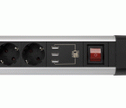 BASE MÚLTIPLE CON FIJACIÓN PARA MESA 4 TOMAS 16A 250V + 3 USB CON CABLE 1,5M 3G1,5 EN ALUMINIO SIMON
