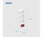 PACK 2U BASE 3 TOMAS TT INTERRUPTOR CABLE 1,5M 3G1.5 BLANCO