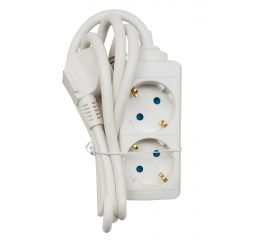 BASE 2 TOMAS CON TT CABLE 2M BLANCO(FAJ)