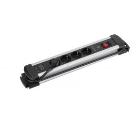 BASE MÚLTIPLE EXTRAPOWER 4 TOMAS 16A 250V + 2 USB CABLE 1,5M 3G1,5 CON PROTECCIÓN EN ALUMINIO SIMON