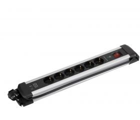 BASE MÚLTIPLE EXTRAPOWER 6 TOMAS 16A 250V + 2 USB CABLE 1,5M 3G1,5 CON PROTECCIÓN EN ALUMINIO SIMON