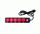 BASE MÚLTIPLE ANTIHUMEDAD 5 TOMAS CON TAPA 16A 250V~ ROJA IP54 CON 1,5 METROS DE CABLE H05VV-F 3G1,5MM² SIMON BRICO