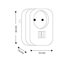 ADAPTADOR COMBI 1 TOMA 16A 250V Y 2 PUERTOS USB 2,1A AZUL CARIBE SIMON