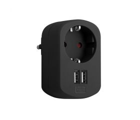 ADAPTADOR COMBI 1 TOMA 16A 250V Y 2 PUERTOS USB 3,15A NEGRO SIMON