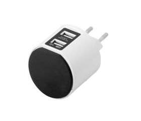 ADAPTADOR 2 PUERTOS USB 3,15A BLANCO/NEGRO CON SOPORTE EXTRAÍBLE PARA SMARTPHONES SIMON BRICO