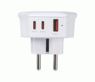 ADAPTADOR DE VIAJE UNIVERSAL PARA EUROPA USB A + 2 USB C 20W SIMON