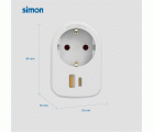 ADAPTADOR COMBI 30W USB A + C + 1 TOMA 16A 250V SIMON (Blanco)