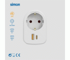ADAPTADOR COMBI 30W USB A + C + 1 TOMA 16A 250V SIMON (Blanco)