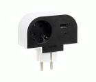 ADAPTADOR GIRATORIO 180 GRADOS PLUG III 1 TOMA + USB A + USB C 30W