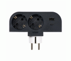 ADAPTADOR GIRATORIO 180 GRADOS PLUG III 2 TOMAS + USB A + USB C 30W