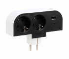 ADAPTADOR GIRATORIO 180 GRADOS PLUG III 2 TOMAS + USB A + USB C 30W
