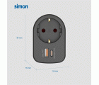ADAPTADOR COMBI 30W USB A + C + 1 TOMA 16A 250V SIMON